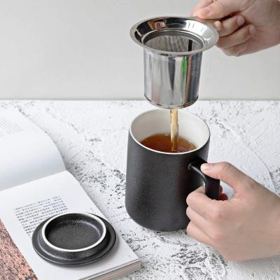 China Factory Supplier Gift Box Tea Cup Disposable Iron Cast Black Coffee Ceramic Mug With Tea Infuser for sale