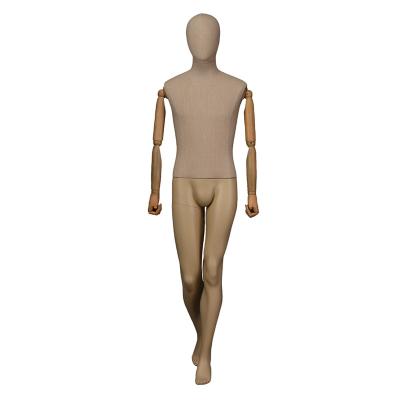 China Other Manufacturer's New Half-body Eco-friendly Cloth Material Mannequin Eco-friendly Wrap Material Male Model With Wooden Arms for sale