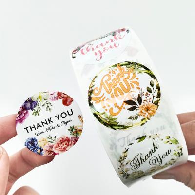 China Waterproof Cheap Roll Logo Printing Thank You Stickers Printed Adhesive Packaging Label Sticker for sale