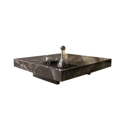 China Modern Square Shape Minimalist Natural Design Tea Table Luxury Style Agglomerated Stone Tea Table for sale