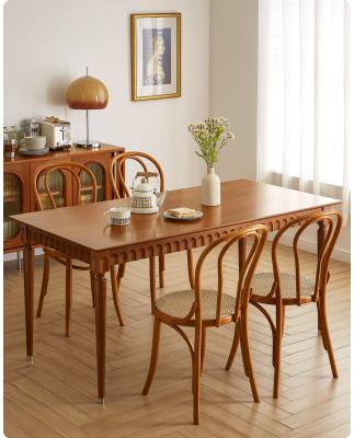 China Smooth (Height) Adjustable Round Corners And Chairs Delicate Wood Dining Dining Table Set With Hide Drawer for sale