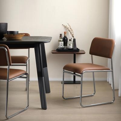 China (Height)Adjustable Simple Italian Style Imported Modern Cowhide Stainless Steel Dining Chairs for sale