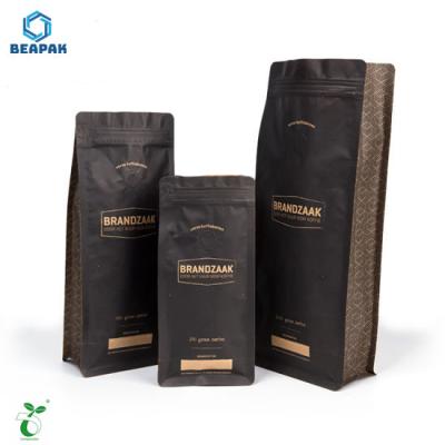 China Fully biodegradable food doypack coffee bag with biodegradable zipper and valve for sale