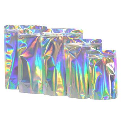 China Custom Printed Hologram Moisture Proof Plastic Bag Stand Up Bag Foil Pouch Hologram Mylar Bags for sale