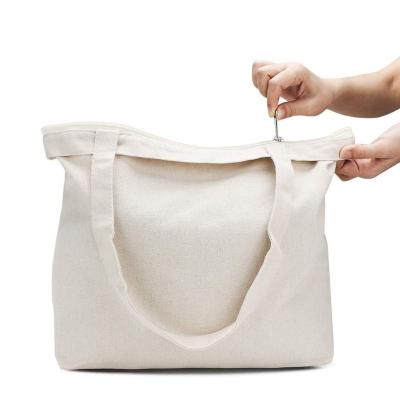 China Wholesale White Recyclable Cotton Canvas Empty Bag, Daily Carry Shoulder Bag With Magnetic Buckle for sale