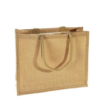 China Hot Selling Hessian Tote Bags Jute Gift Bags Handled Reusable Reusable Burlap Bags For Beach Picnics Farm for sale