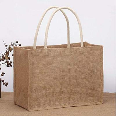 China Custom Hemp Buying Jute Tote Bag Logo Eco Friendly Nature Organic Rope Handle Jute Sack Cheap Prices for sale