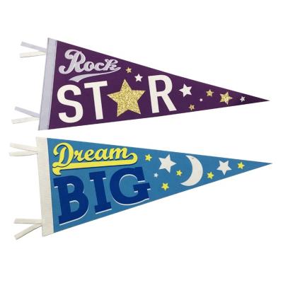 China Customized Hanging Printing Tried Non Woven Fabric Pennant Party Banner Triangle Flags Bunting Garland for sale