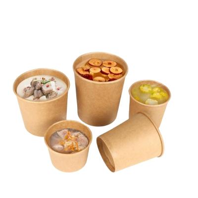 China Factory Wholesale Cheap Disposable Recyclable Kraft Paper Soup Hot Cup, Take Away Cold Drink Cups With Lid for sale