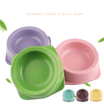 China Sustainable Bamboo Fiber Bottom Single Bottom Feeding Bowl Pet Candy-Colored Smooth Surface Cat Bowl for sale