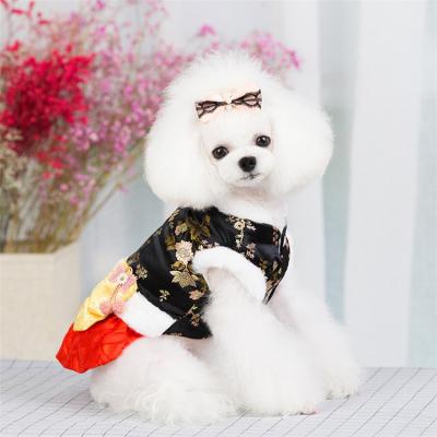 China Sweet Pet Clothes Autumn And Black Velvet Couples Tang Suit Pet Clothes New Winter Large Dog Clothes for sale