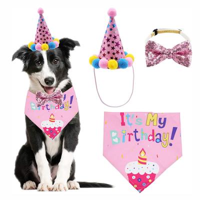 China Viable Dog Birthday Party Supplies Cat Party Hat Triangle Bandanas Decorations Pet Accessories for sale