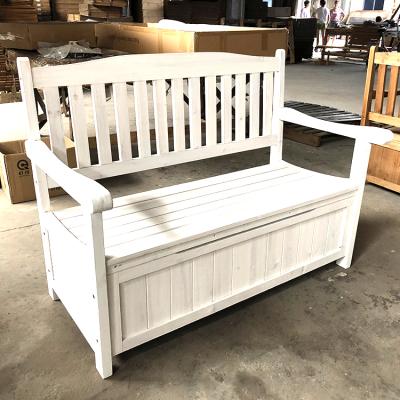 China Eco-Friendly Outdoor Garden Bench With Loveseat Wood Furniture Box Deck Bench Backrest Patio Storage Cabinet All Weather Seat for sale