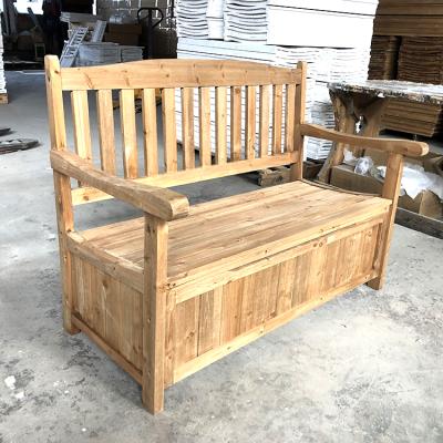 China Eco-Friendly Outdoor Garden Bench With Loveseat Wood Furniture Box Deck Bench Backrest Patio Storage Cabinet All Weather Seat for sale