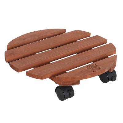 China Eco-friendly Modern Outdoor Wooden Plant Cart Wheel Circular Wood Plant Garden Cart Indoor Garden Potting Bench DIY for sale