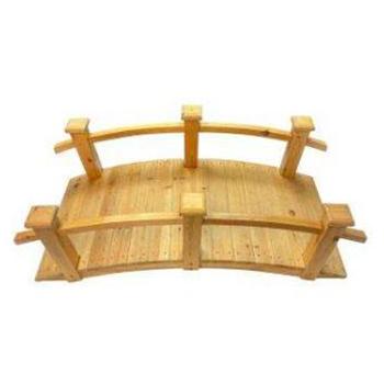 China Easily Assembled Garden Wooden Bridge Yellow Color Stained Decorative Solid Wood Garden Pond Arch Walkway for sale