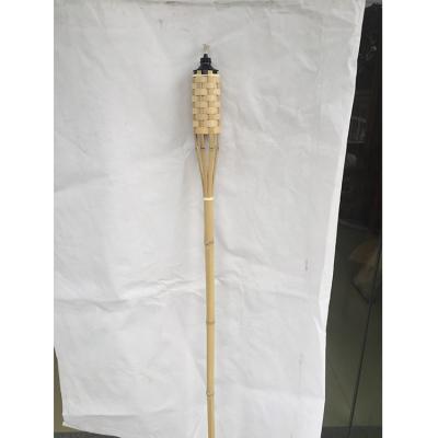 China Garden Torch Tiki Torch With Weaving Black Color Outdoor Bamboo GardenTorch Canister 150 cm for sale