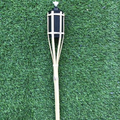 China Outdoor Bamboo Color Canister Tiki Torch No Weaving Black Garden Torch Natural Garden Torch for sale