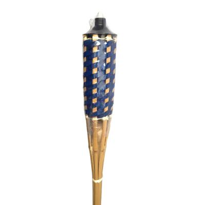 China Outdoor Bamboo Garden Torch Tiki Torch With Weaving Black Color Canister Garden Torch for sale