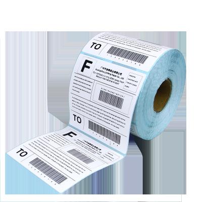 China Blank Shipping Barcode Label Direct Thermal Label Sticker Roll White Adhesive Sticker Die Cutting Accept Jin Feng for sale