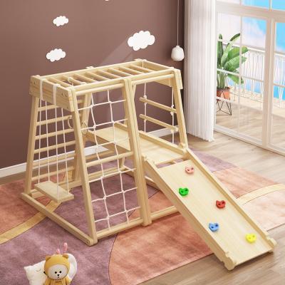 China Playgrond Multi-Function Indoor Children's Indoor Swing Frame Combination Baby Kindergarten Castle Indoor Solid Wood Solid Wood Castle Naughty Paradise Small for sale