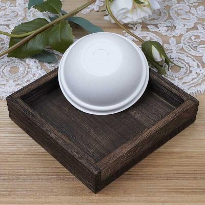 China Compostable 90mm Disposable Bagasse Non-Refillable Biodegradable Paper Coffee Cup Lid Flat Paper Coffee Cup Lid for sale