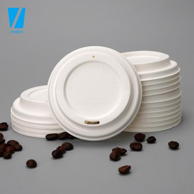 China Non spill wholesale Zhiben 90mm beverage hot packaging eco coffee lid for compostable bamboo pulp cup lid paper cups lids biodegradable for sale