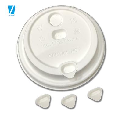 China Non Spill Zhiben 2022 New 90m Eco-friendly Biodegradable Disposable Bagasse Plant Fiber Paper Cup Cover Coffee Cup Lid With Cap for sale