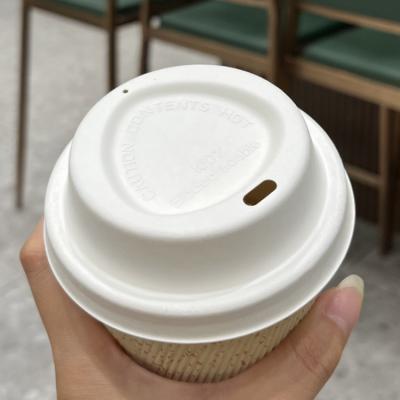 China Non Spill Diameter 80mm White Natural Sugar Cane Bagasse Cup Lid 90mm For Coffee Cup for sale