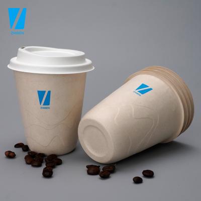 China Biodegradable popular compostable sugarcane pulp paper bamboo coffee cup for sale