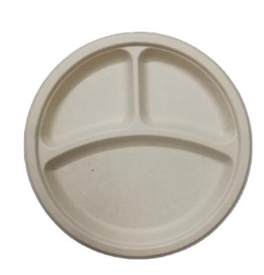 China Nature 2021 100% White Disposable Compostable Round Sugarcane Biodegradable Bagasse Paper Plates for sale