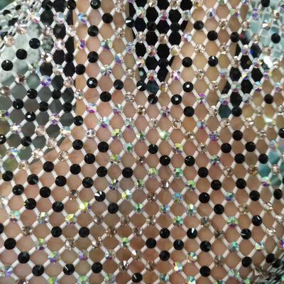 China Mesh Dress Glass Applique Fabric Sewing Elastic Crystal Tiny Rhinestones For Diy Bags Rhinestones for sale