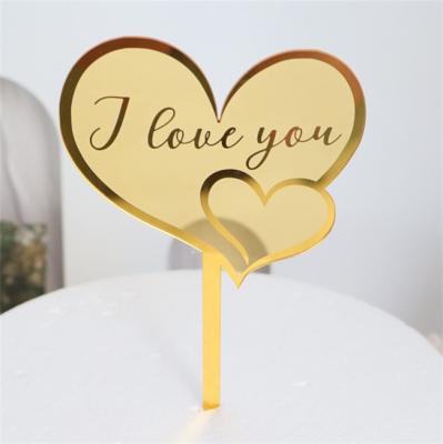 China Acrylic Birthday Acrylic Baking Insert I Love You Lovers Cake Decoration Birthday Valentine's Day Cake Toppers for sale