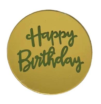 China Happy Laser Acrylic Letter Round Acrylic Birthday Cake Toppers 5CM Insert Card Cupcake Display Party Decoration for sale