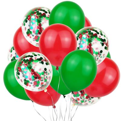 China Christmas Decoration Wholesale Christmas Supplies Red Green Round Balloon Confetti Balloons For Party Home Decoration for sale