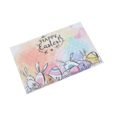 China Office Mats Rainbow Bunny Egg Table Pad Small Kids Mat Place Mat Oilproof PVC EASTER Eco-friendly Wholesale Cartoon Rabbit HAPPY for sale