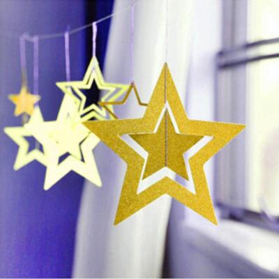 China 2022 Wedding Paper Birthday Party Supplies Hollowed Out Glitter Powder Stars Swirl Hanging Decoration for sale