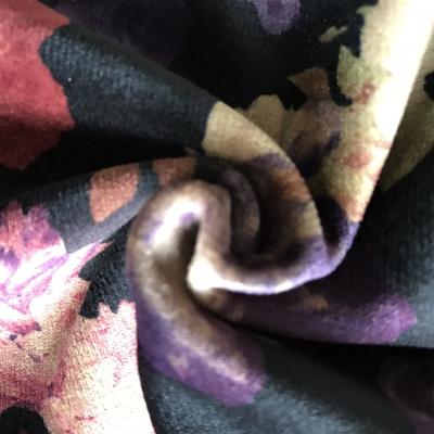 China High quality Shrink-resistant knit finish flower printed velvet fabric with cheap price for sale