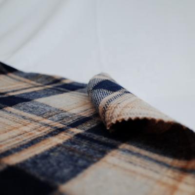 China Good quality wind proof huahong textile polyester and wool fabric with check style for winter overcoat for sale