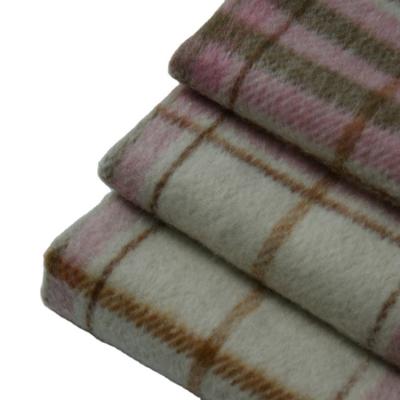 China wind proof new season polyester and wool huahongtextile fabric with check style for winter overcoat for sale