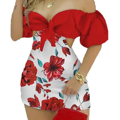 China Cute Anti-Static Summer Dresses Floral African Wedding For Women Lace Up Solid Hindi Dress for sale