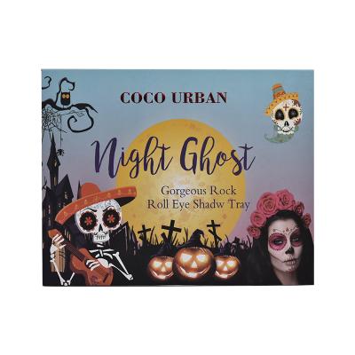 China Halloween Inventory Eyeshadow Cosmetics Record Tray Packaging Hot Stamping Logo&Color Paper Cardboard Eye Shadow Custom Makeup Package Box for sale