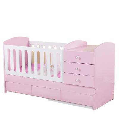 China Wholesale Durable Removable Furniture Toddler Baby Bedside Table Drawers Baby Crib Solid Wood Bed for sale