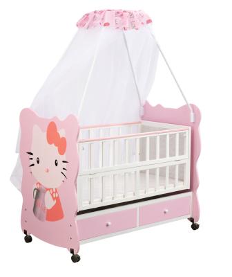 China Modern Portable Safety Design Baby Room Furniture Wooden Baby Crib With Mosquito Net for sale