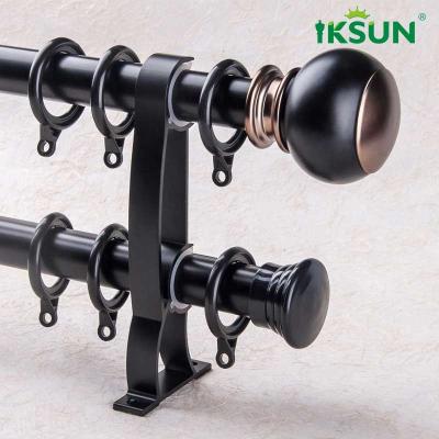 China 1.2mm Double Aluminium Curtain Rod Heavy Duty Matte Black Color for sale