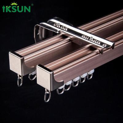 China Matte Gold Double Aluminium Curtain Track Square Shape Multipurpose for sale