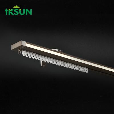 China Heavy Duty Aluminium LED Light Curtain Track Rail Accessories Hotel Remote Control LED Curtain Track for sale