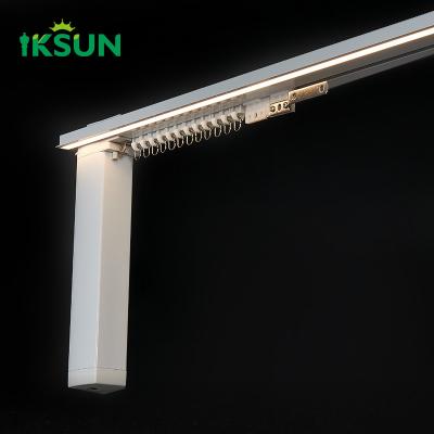 China Customizable Aluminum Electric Curtain  Track With Led-Lights  Silent Sliding Stage  Hotel Curtain Rail for sale