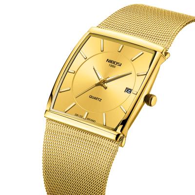 China Chronograph Nibisi Ni2338 Square Fashion Men Golden Wrist Watch for sale