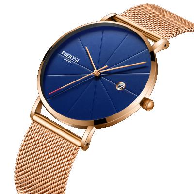 China Chronograph Nibosi 2321 Custom Your Logo Quartz Watch Stainless Steel Mesh Strap Business Man Waterproof Wristwatch for sale